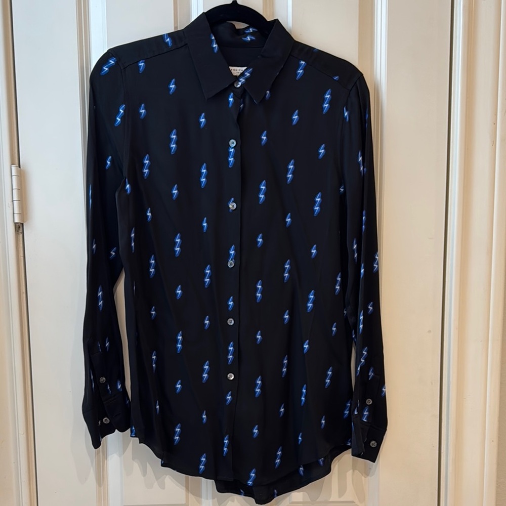 Equipment Black and Blue Casual Button Down Shirt